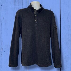 Banana Republic Quarter Button Pullover | Navy Mock Neck Long Sleeve | XL